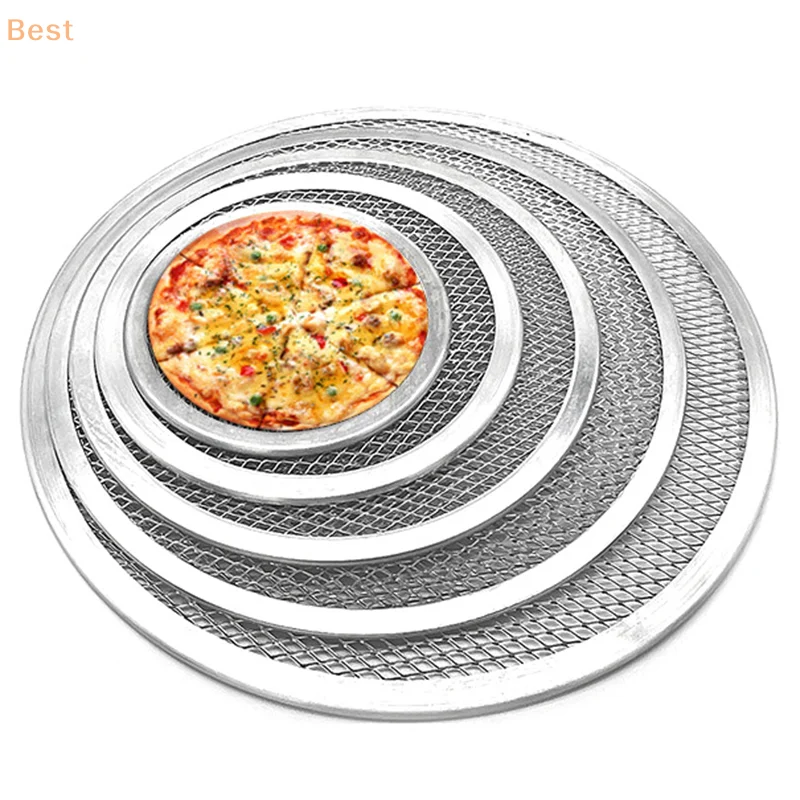 Non Stick Pizza Screen Pan Seamless Aluminum Alloy Net Bakeware Kitchen Tools Round Pancake Pizza Pastry Baking Tray 6-12inch