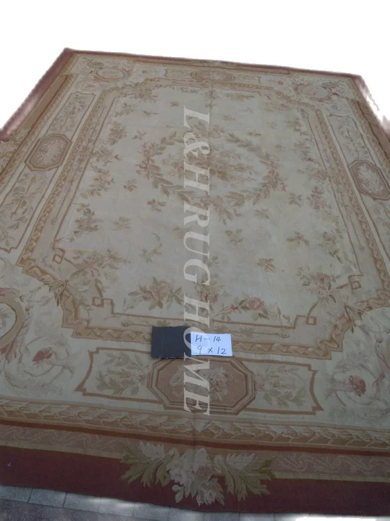 

Free shipping 9'x12' French Aubusson woolen rug, Aubusson Carpet, Handmade Carpet