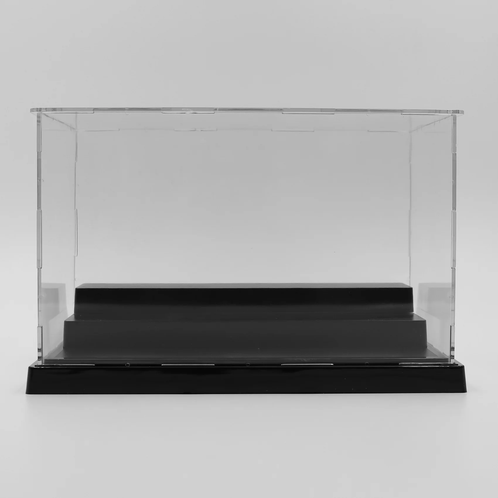 JY-Action Figuras Caja de presentación coleccionable Cubierta antipolvo de vidrio acrílico Base negra Caja a prueba de polvo 21X11x13cm