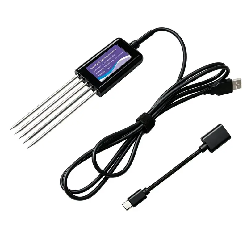 ABDJ-Garden Farm Soil Monitor 8-In-1 USB Sensor Tester For Android Phones Measures PH EC Humidity Temp Fertility Detector Detect