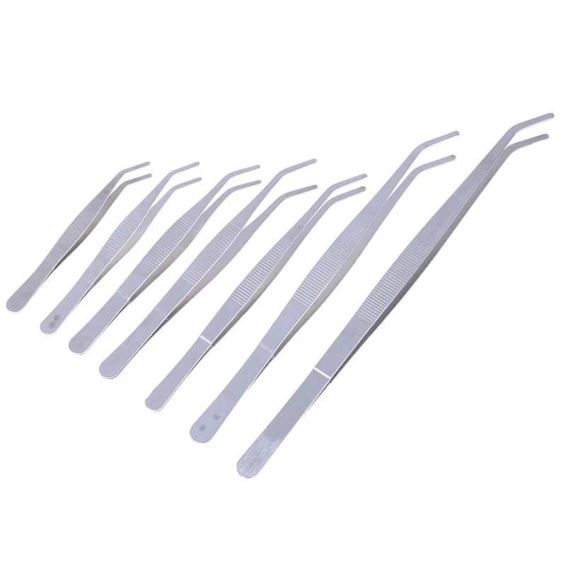 12.5/14cm/16cm/18cm/20cm/25cm/30cm Elbow Tweezers Anti-static Hand Tool Clear Clip Tool Stainless Steel Aquarium Cleaning Tool