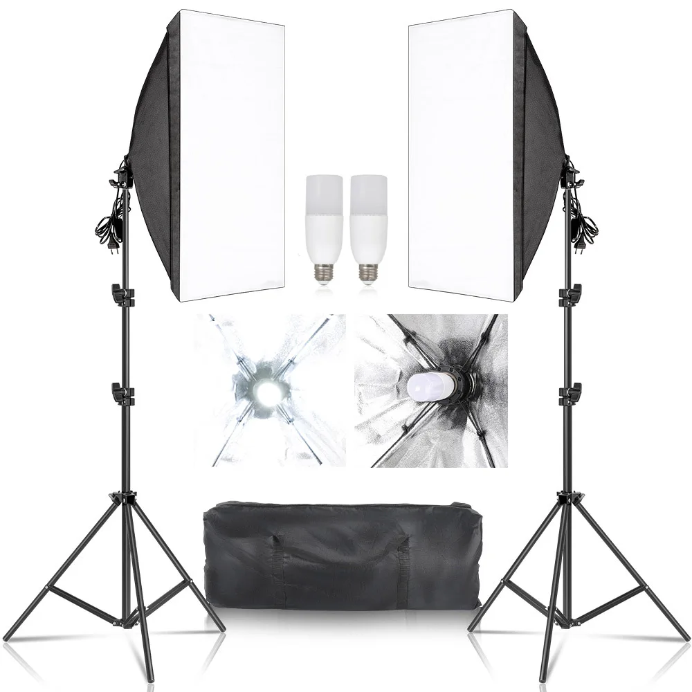 

15-135W Bulb Professional Photography softbox Lighting soft box 2M Tripod E27 Photographic Continuous Light System Photo Studio