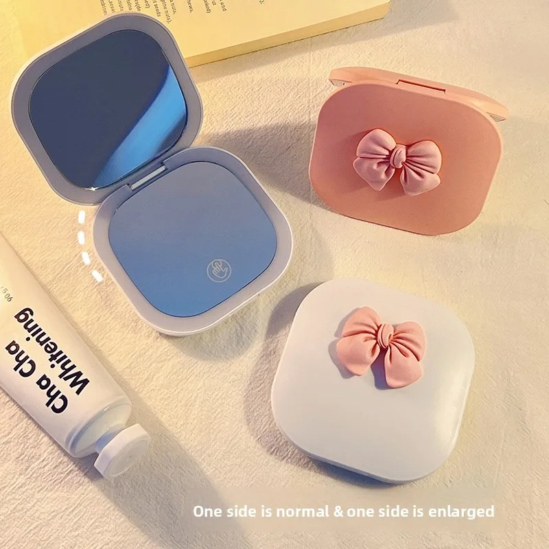 1 Stück Make-up-Spiegel für Frauen, tragbar und handgehalten, LED mit leicht zusammenklappbarem Ausbesserungsspiegel, luxuriös und hochwertig