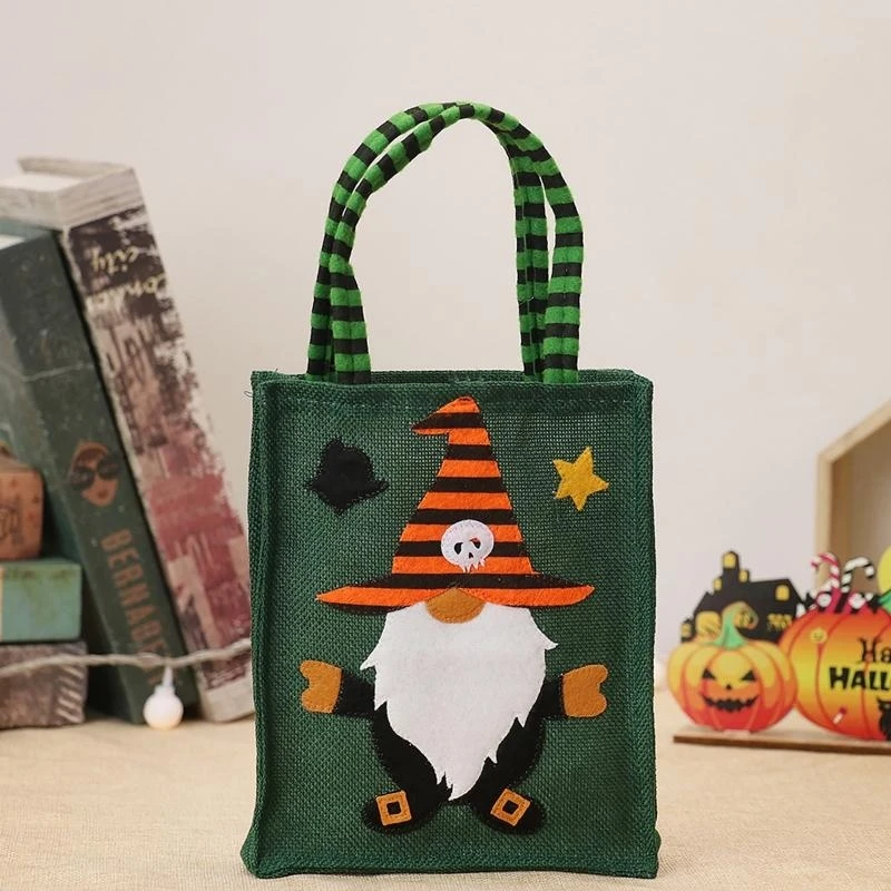 97QC Halloween Candy Bag Linen Pumpkin Witch Portable Gop Divorice Ducket for New Sheel Holiday Festival Party Gift
