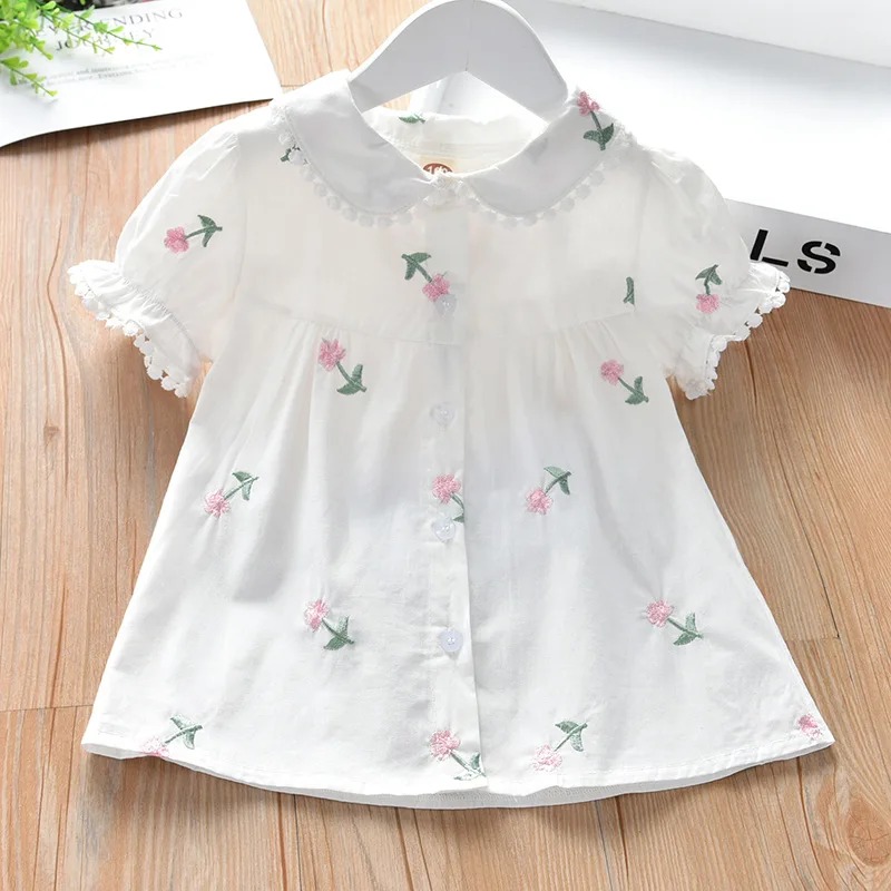 New Shirts for Girls Summer Kids Blouses Girls Clothing Casual Short Sleeved Shirt Fashion Baby Top Cardigan Blouses Children\'s