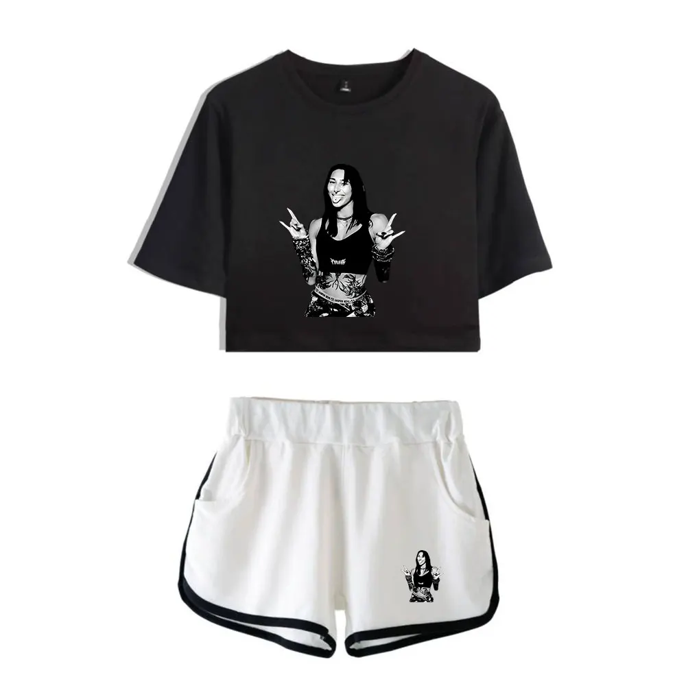 

Rhea Ripley Suit Vintage 90s logo Merch Tops Harajuku Two Piece Set Shorts+Lovely TShirt Trendy Suit