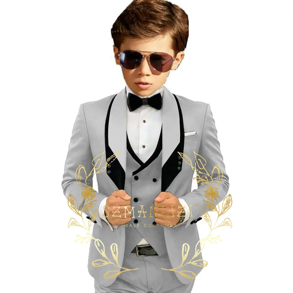 Formal White Boys Formal Suits Clothing Set Kids Coat Vest Pants Wedding Tuxedo Suit Children Blazer Party Costume