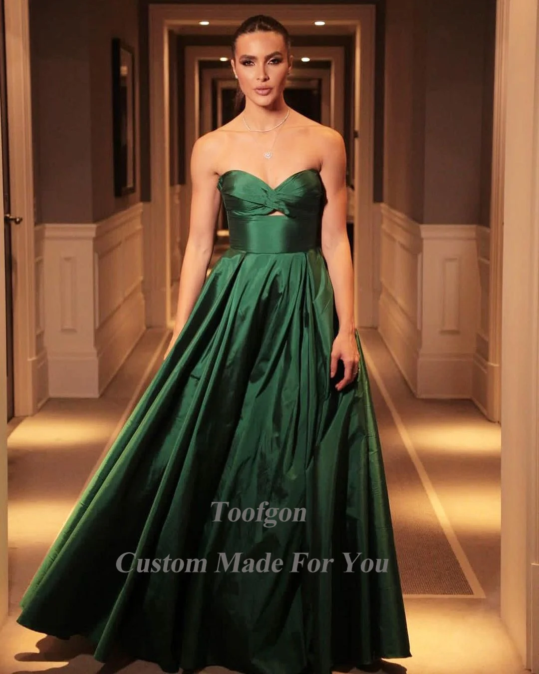 Toofgon Green Taffeta Long Prom Dresses Sweetheart A Line Long Formal Party Dress Evening Gowns Women Birthday Gowns Customized