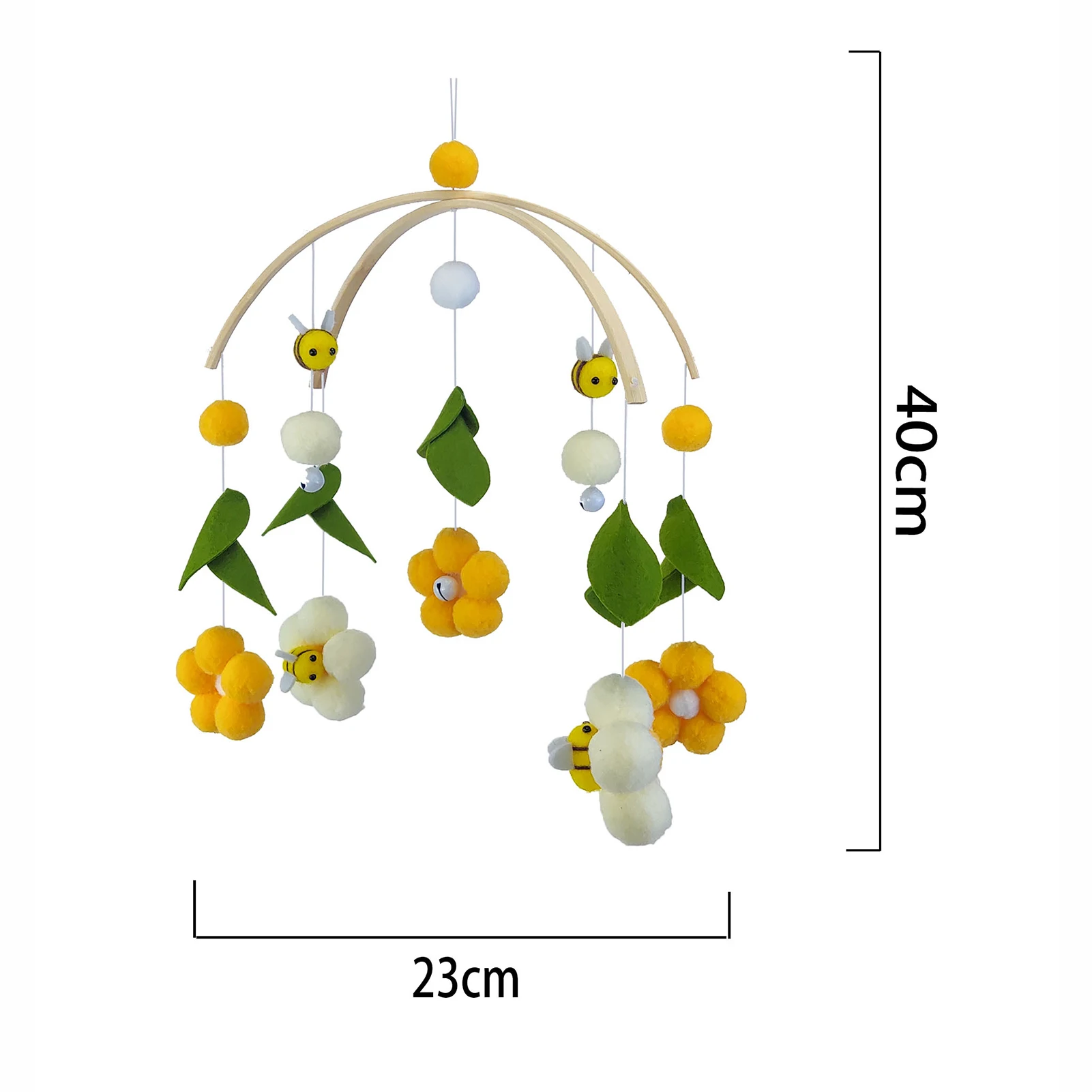 Flower Bees Rattles Wind Chimes Home Plush Pendant Props for Kids Children's Room Hand-Made Cribs Rotating Hanging Pendant