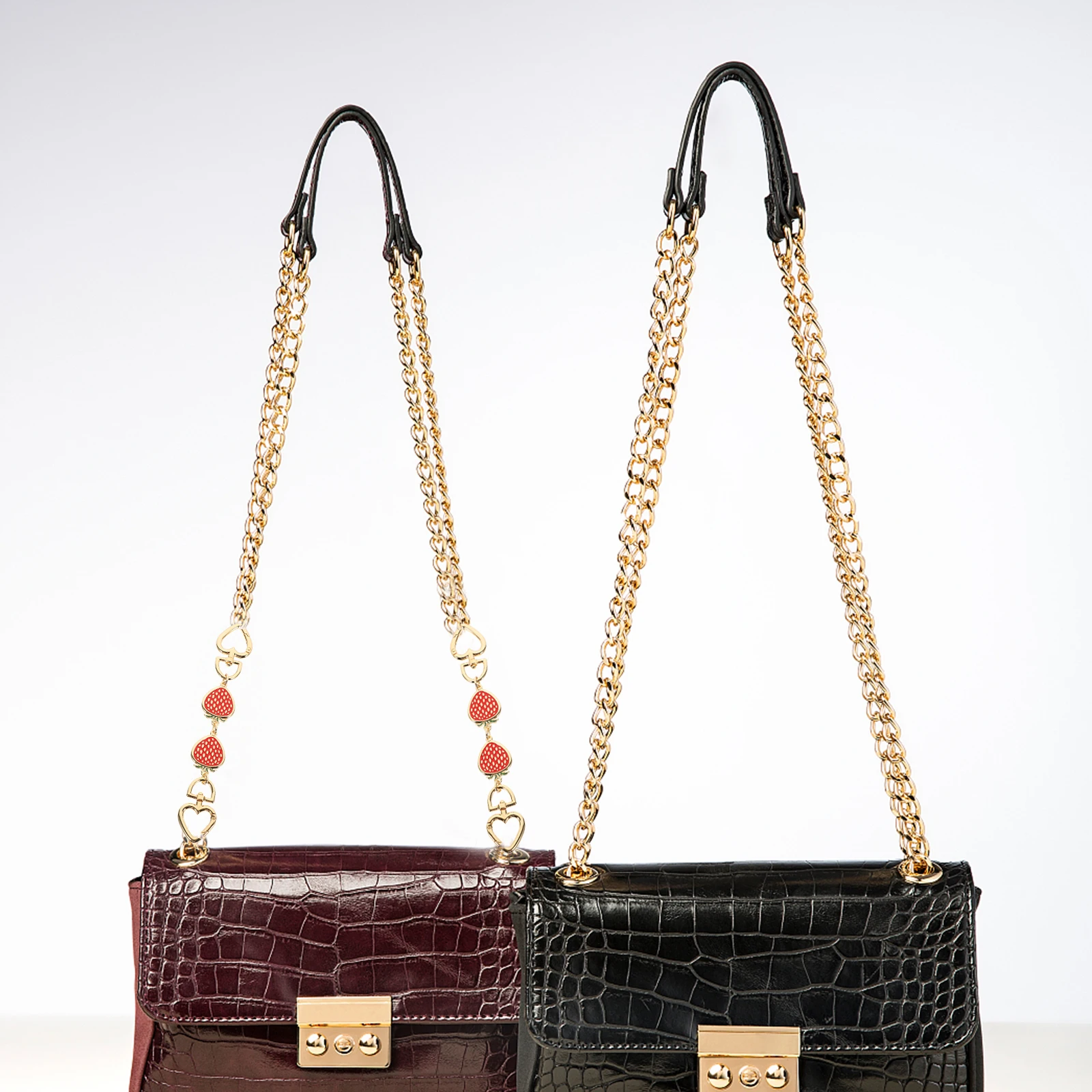 

2Pcs DIY Bag Chain Crossbody Bag Chain Accessory Durable Safe Holiday Surprise Present Purse Strap Extender Clutches Handle