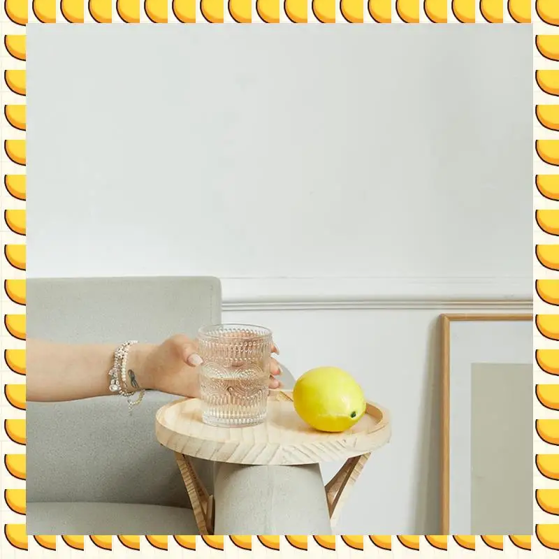 BAAU 2X Round Foldable Wooden Sofa Clip On Side Table For Wide Couches Arm,Armrest Table For Eating/Drinks/Snacks/Remote