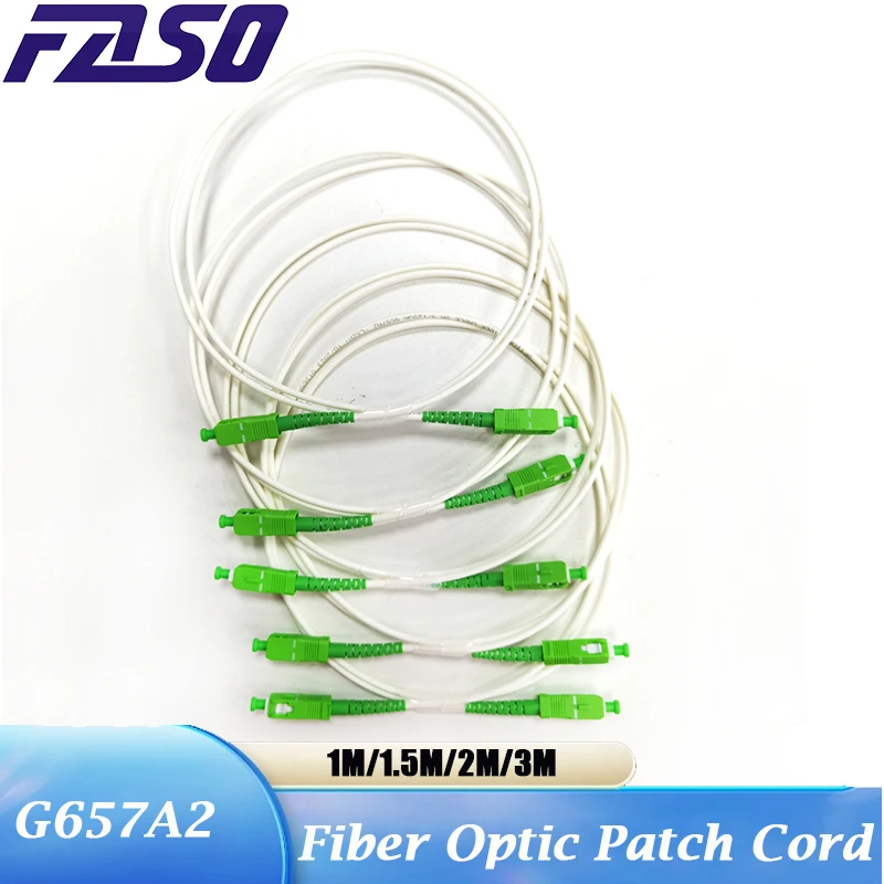 

100PCS G657A2 3.0mm Optical Fiber Cable SC APC Fiber Optic Patch Cord Simplex Single Mode Fiber Optic Patch Cable White