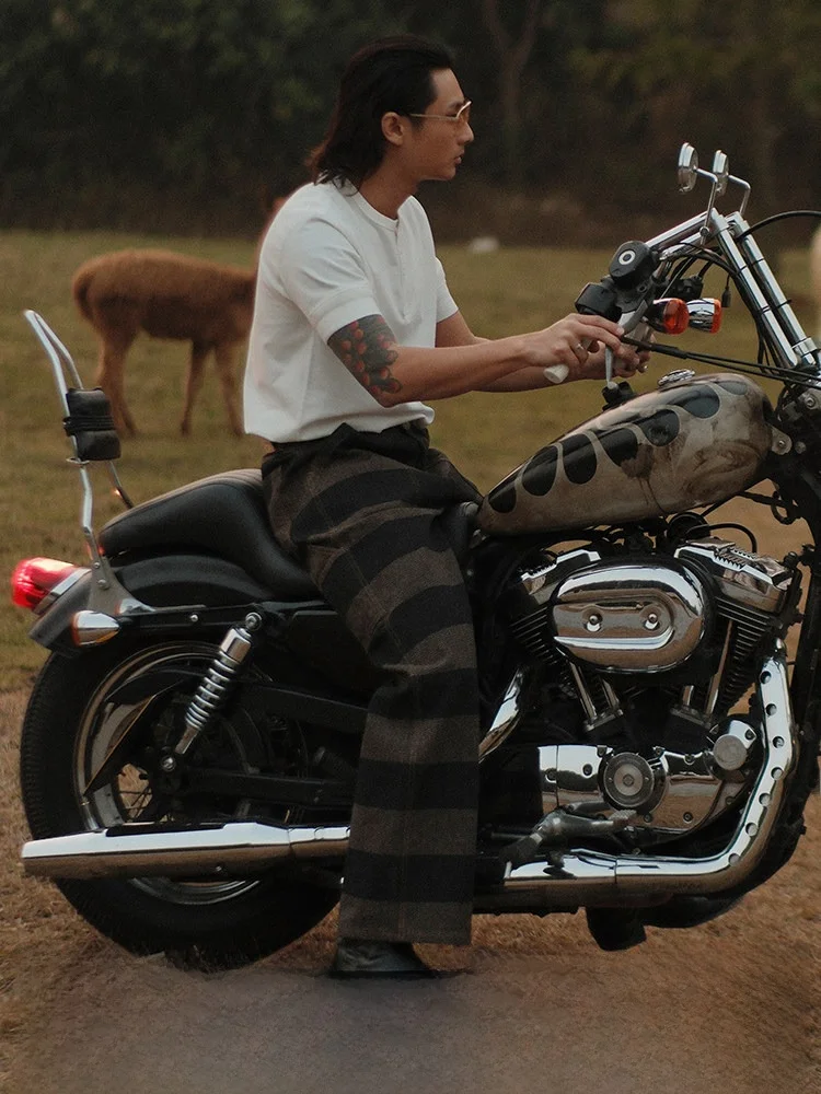 

Брюки рабочие с высокой талией, с узором «Рыцарь», из ткани «Перец и Соль» плоского плетения, узкого кроя, износостойкие, свободного кроя, 100% хлопок