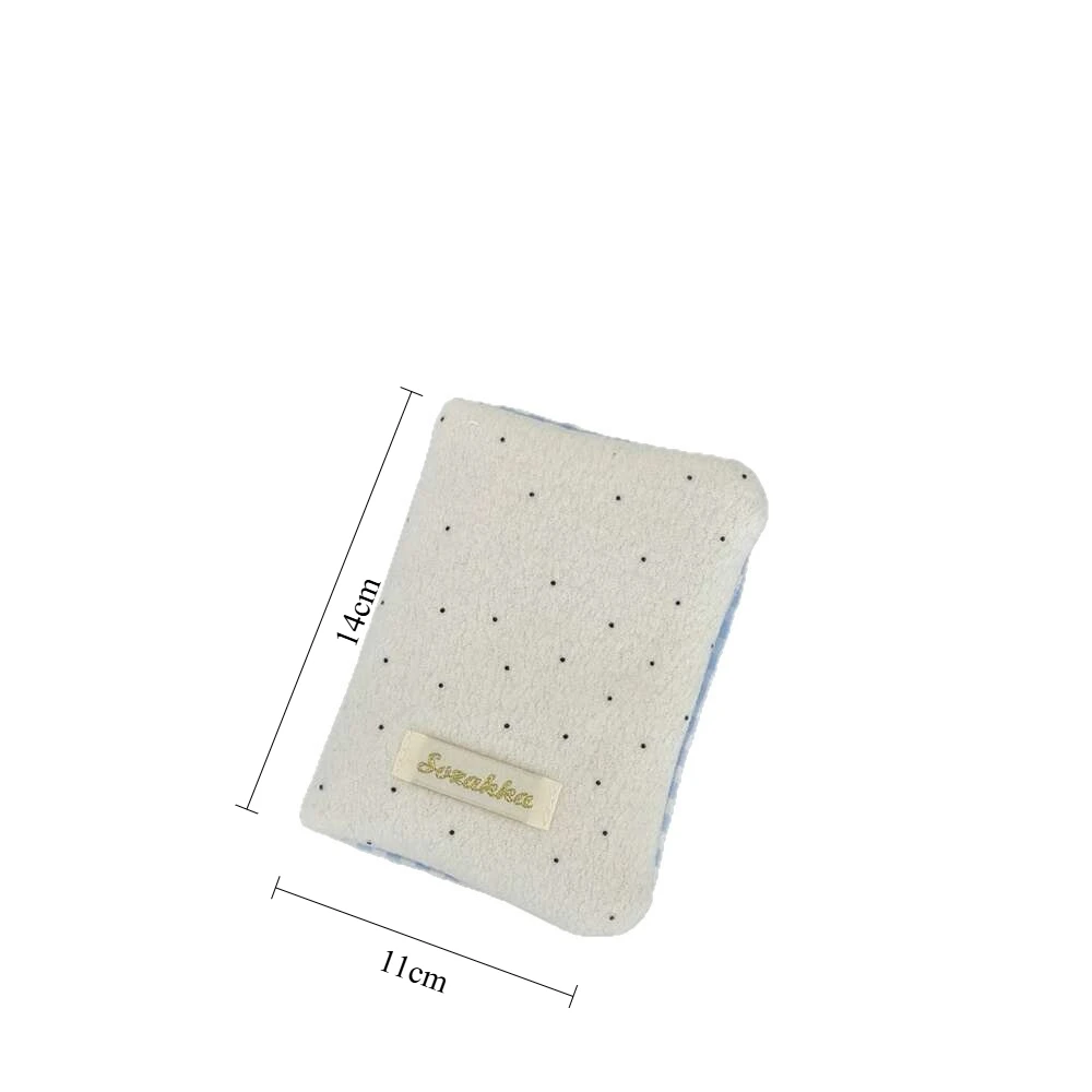 Brown Polka Dot Passport Holder with Blue Plaid Edge Soft and Elegant Document Protector Travel Wallet for ID Cards Documents