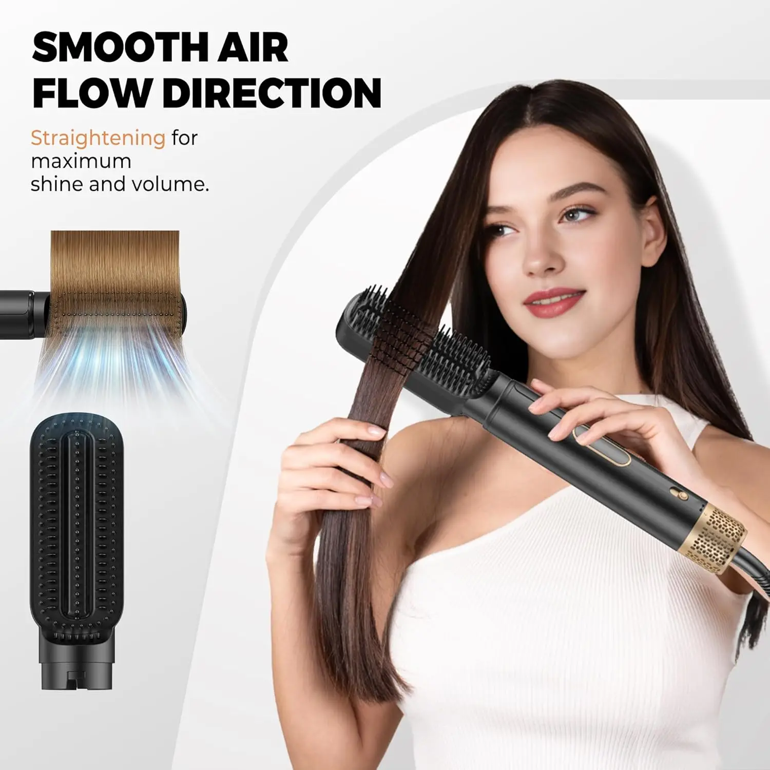 5 in 1 Blow Dryer Brush, Upgrade Hair Dryer Brush Air Curling Wrap Styler, Ionic Round Brush Blow Dryer for Women, Hot Air Brush Hair Styling Tools view 6