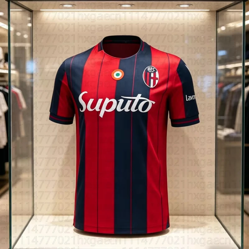 Retro Adult Club Soccer Jersey Round‑Neck 2026 Crest Fan Football Shirt Vertical Red Navy Stripe Short‑Sleeve Supporter Uniform