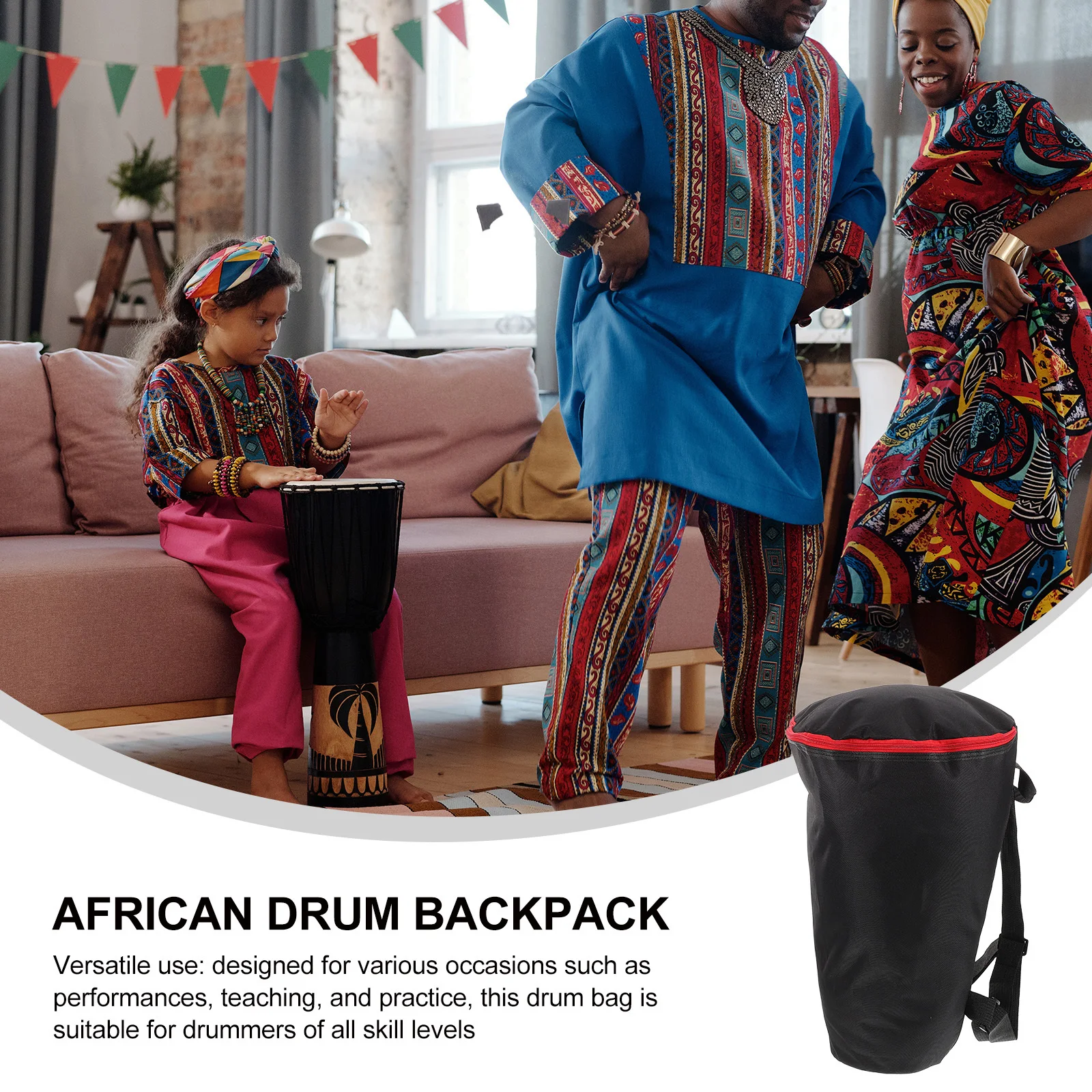 

Djembe Drum Bag African Wooden Drum Storage Exquisite Craftsmanship Versatile Use Performance Practice Travel Drums for Adults