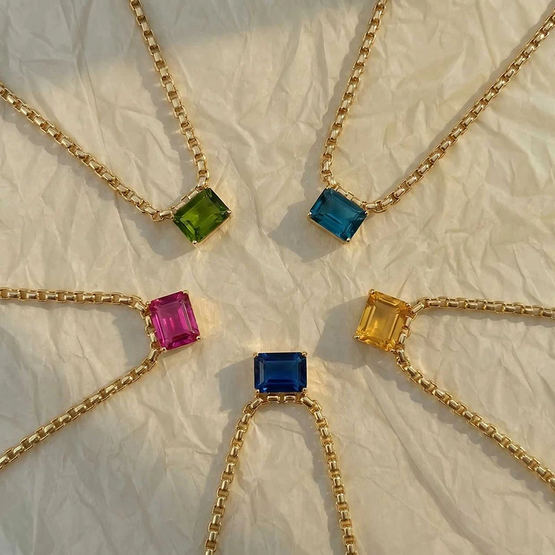 EILIECK Neue Sternzeichen-Geburtsstein-Anhänger-Halskette für Frauen Edelstahl Farbige Kubische Zirkonia Halskette Schmuck Geschenk – Detail 10