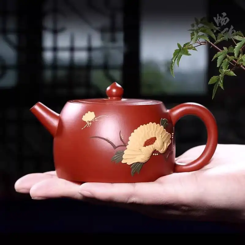 Changtaoyixing Zisha Pot Handmade Teapot Tea Set Li Xiaolu Da Hong Pao Butterfly Flower 200Cc