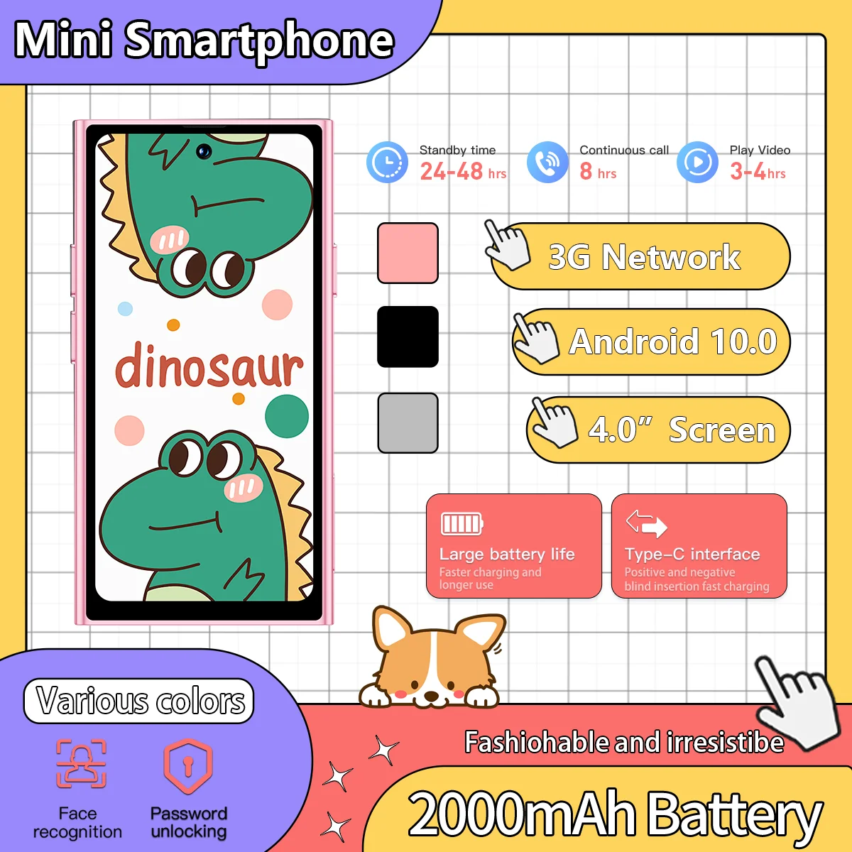 New Arrival ONEMYTH S26 Pro Mini 3G Smartphone 4.0 Inch HD Screen 2000mAh 2GB RAM 16GB ROM Dual SIM Google Play Store 5MP Camera