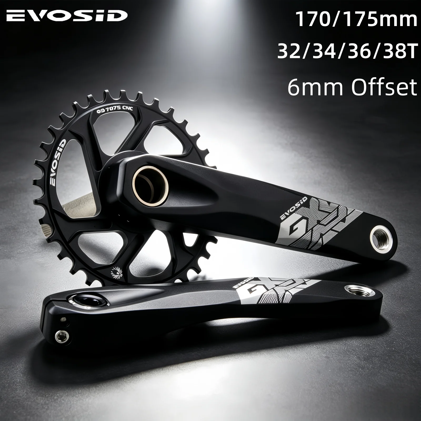 EVOSID MTB Bike Crankset 170/175mm Mountain Bicycle Crank Chainring 32-38T Wide Narrow Chainwheel 3 Bolts Direct Mount Bike Part