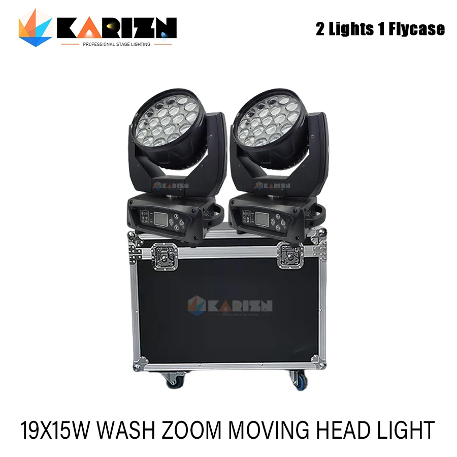 

0 Tax 2Pcs 19x15W 4in1 Beam Wash Light With Flight Case 19x15W RGBW Zoom Moving Head Lighting for Disco KTV Party Free Fast