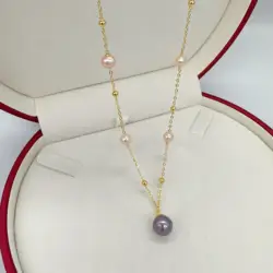 New Arrival 100% Natural Freshwater Pearl Necklace 18K Gold Plated Babysbreath Big Round Pearl Pendant Jewelry For Women Gift