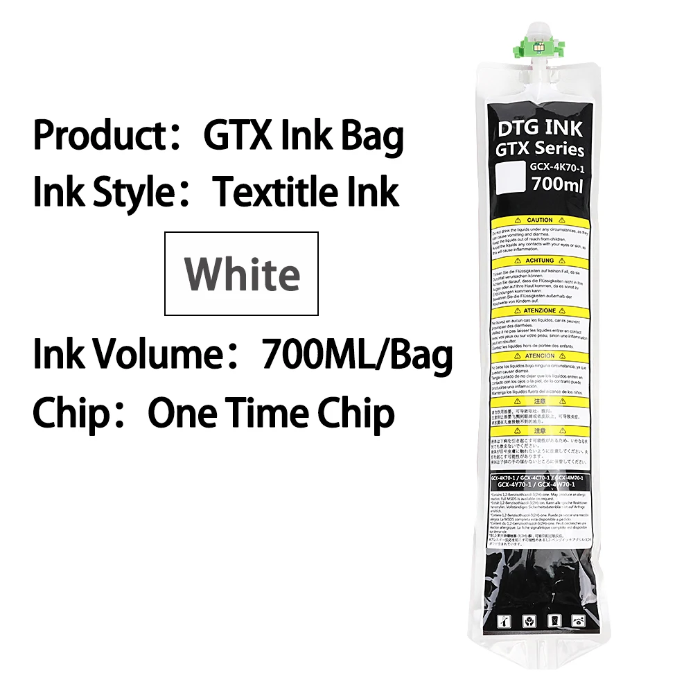 Imagem -06 - Bolsa de Tinta com One Time Chip Tinta Têxtil Dtg Adequado para Brother Gtx422 Gtx-423 Gtxpro Series Printer Gtx-423 700ml por Bolsa