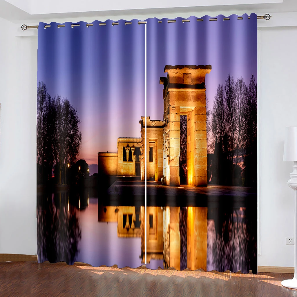 

3D Curtain Printing Blockout Polyester Photo Drapes Fabric purple landscape curtains soundproof windproof curtains