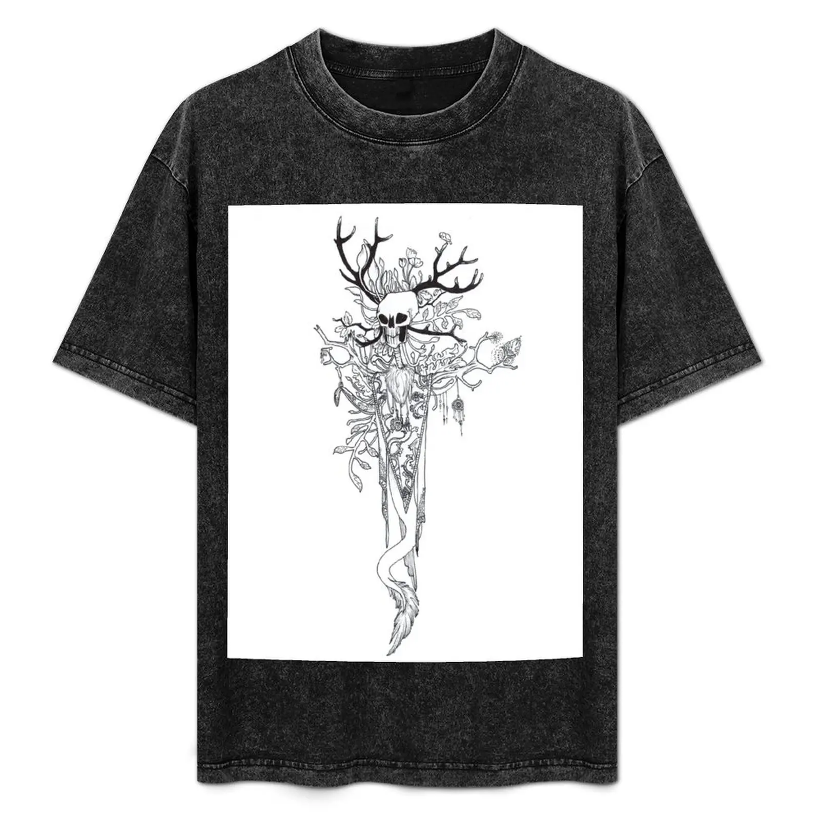 

horned skull T-Shirt customs graphic t shirts funny costumes anime clothes mens t shirt graphic