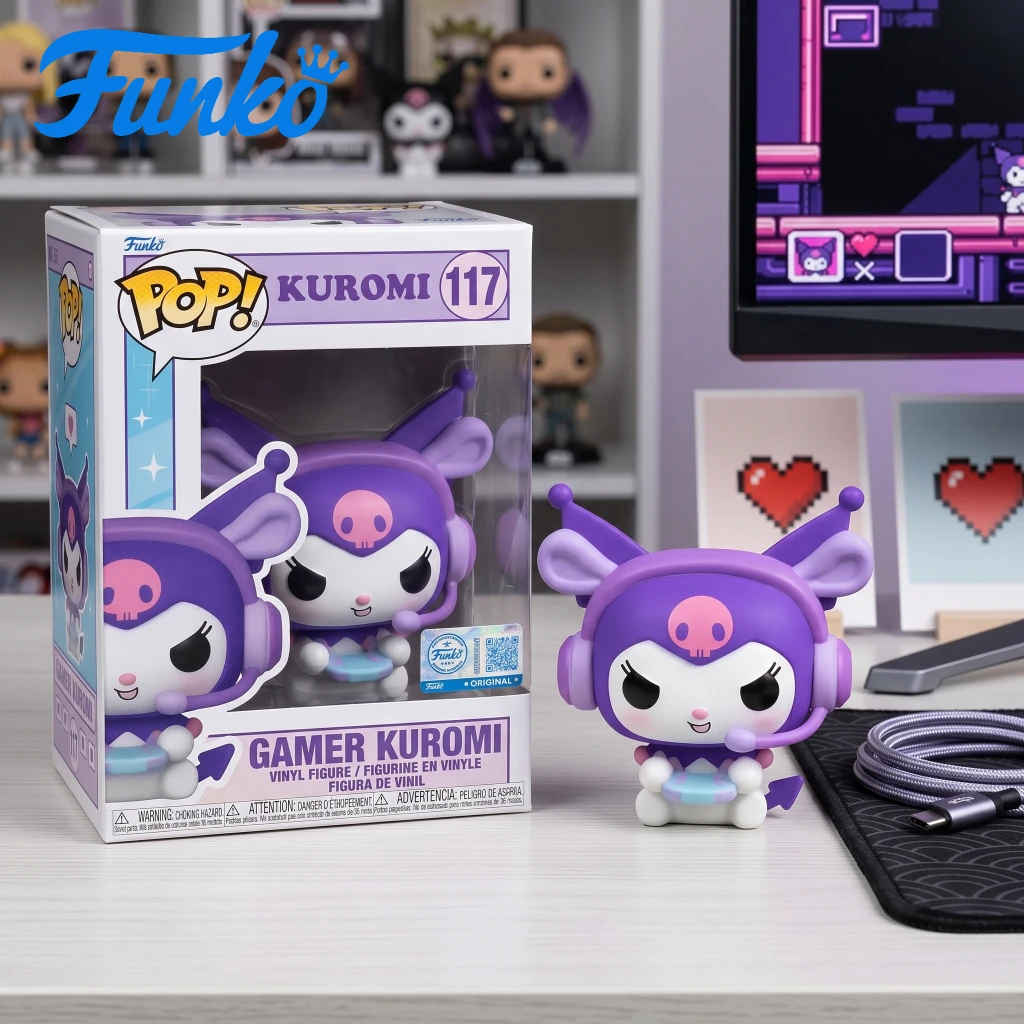 FunkoSanrio Gamer Kuromi #117 - Vinyl Figure - Cute Poseable Model Doll Ornament Collectible Figure - Holiday & Birthday Gift