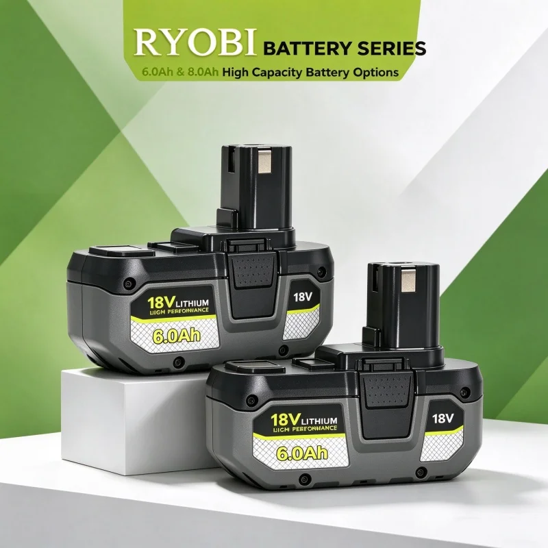 RYOBI New One+ P108 18V 6.0Ah 8.0Ah Lithium Battery, Original Quality,Perfect Power Replacement for P107 RB18L50 RB18L20 Tools
