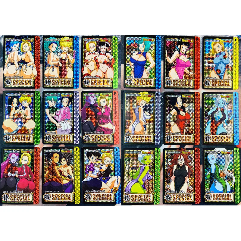 18pcs/set Dragon Ball Z Beauty CP Cheongsam Style Bulma Android 18 Sexy Girls Hobby Collectibles Game Anime Collection Cards