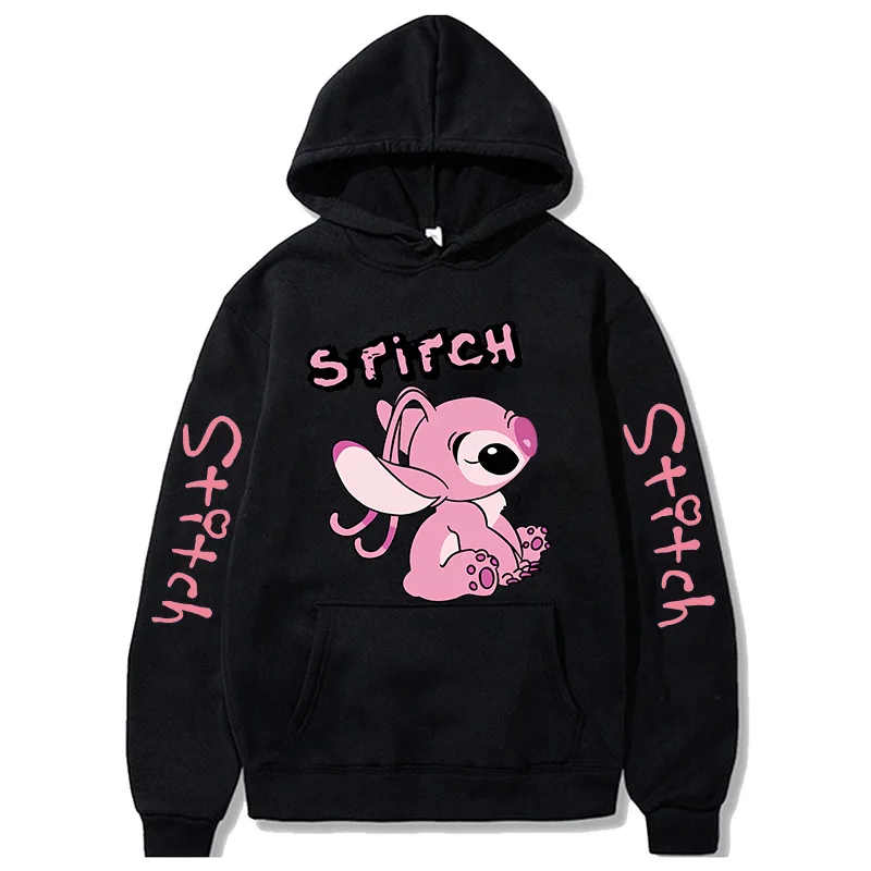 Disney Lilo & Stitch Gothic Hoodies Funny Mange Sweatshirts 90s Women Graphic Hooded Pullovers Y2k Streetwear Clothes Female