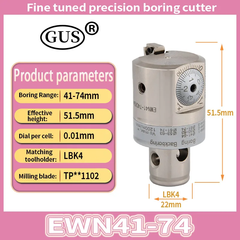 GUS Fine Tuned Boring Head EWN20 EWN25 CNC Tool Holder Metal Lathe Adjustable CBH CKB LBK1 2 3 4 5 6 Chuck Spindle Milling Tools