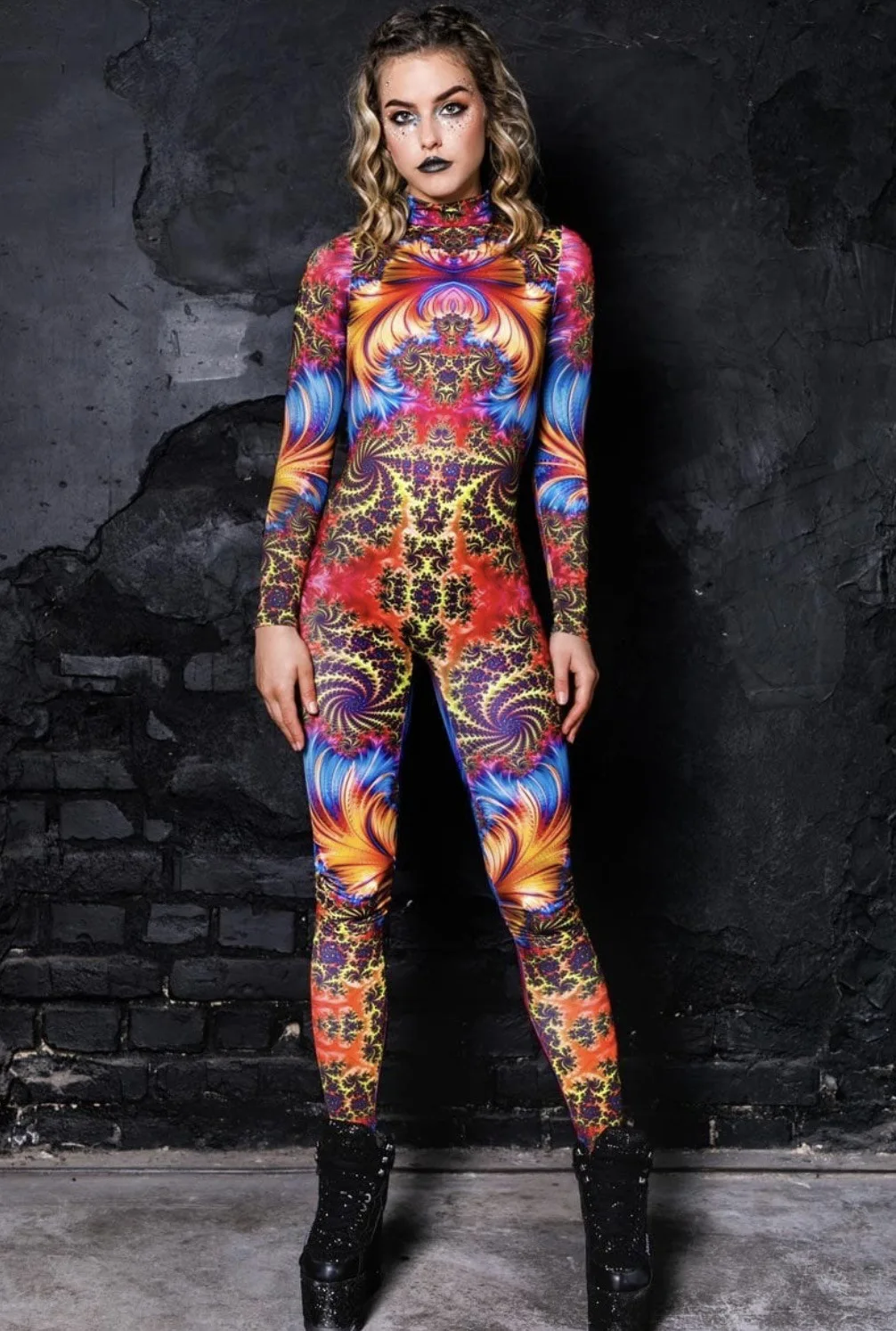 Retro-Roboter 3D-gedrucktes Muster Damen Sexy Jumpsuit Erwachsenen-Halloween-Cosplay-Kostüm Party-Catsuit Karneval-Bodysuit – Detail 12