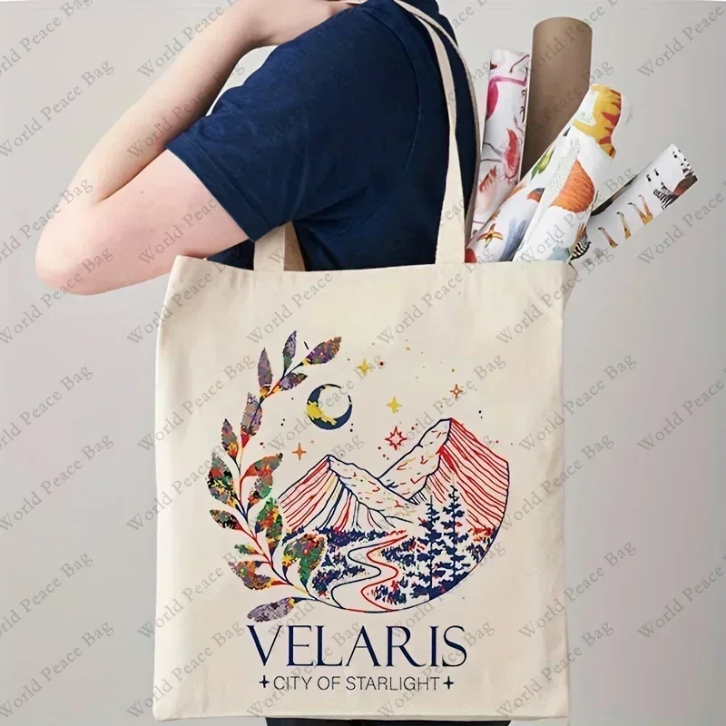 TW18 Velaris City Of Starlight Pattern Tote Bag, codzienne płócienne ramię na zakupy