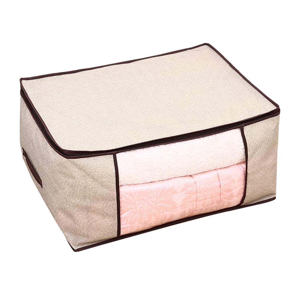 

Foldable Storage Non Woven Fabrics Large Capacity Cloth Bag For Quilt Clothes Room Storage Bag Beige Size 3
