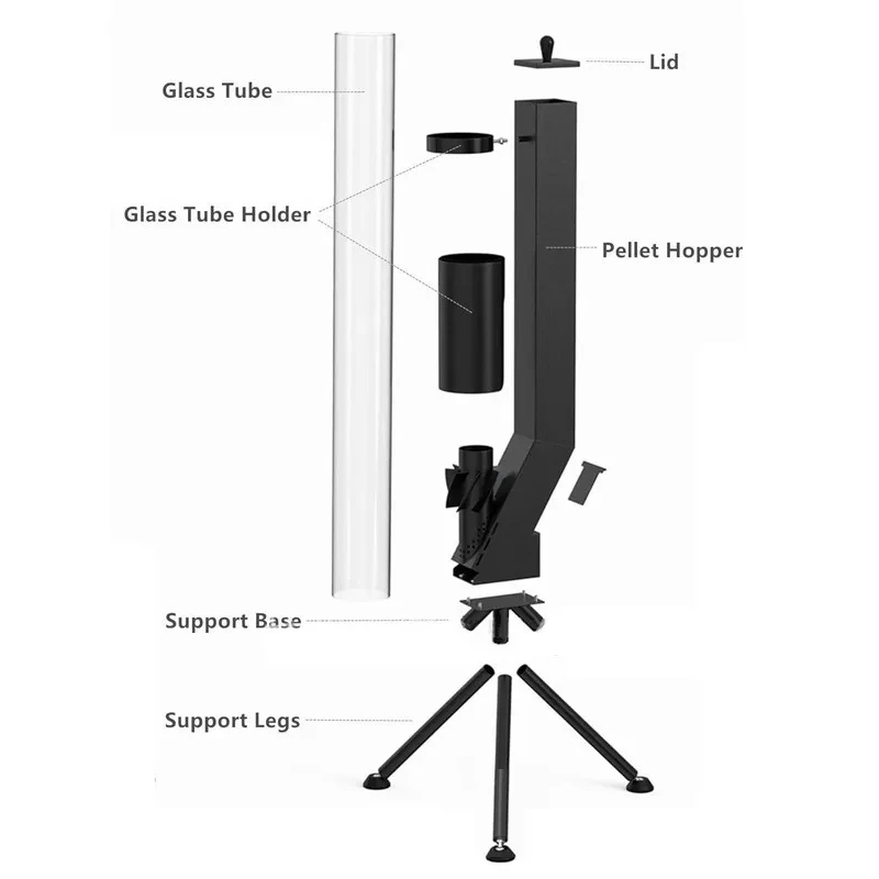 Vertical -Burning Rocket Patio Outdoor Camping Winter Pellet Stove Wood-Fired Heater