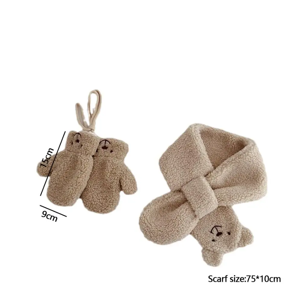 Nuovi guanti sciarpa autunno inverno Set sciarpe spesse in lana di agnello guanti tuta tenere in caldo scaldacollo antivento per bambini