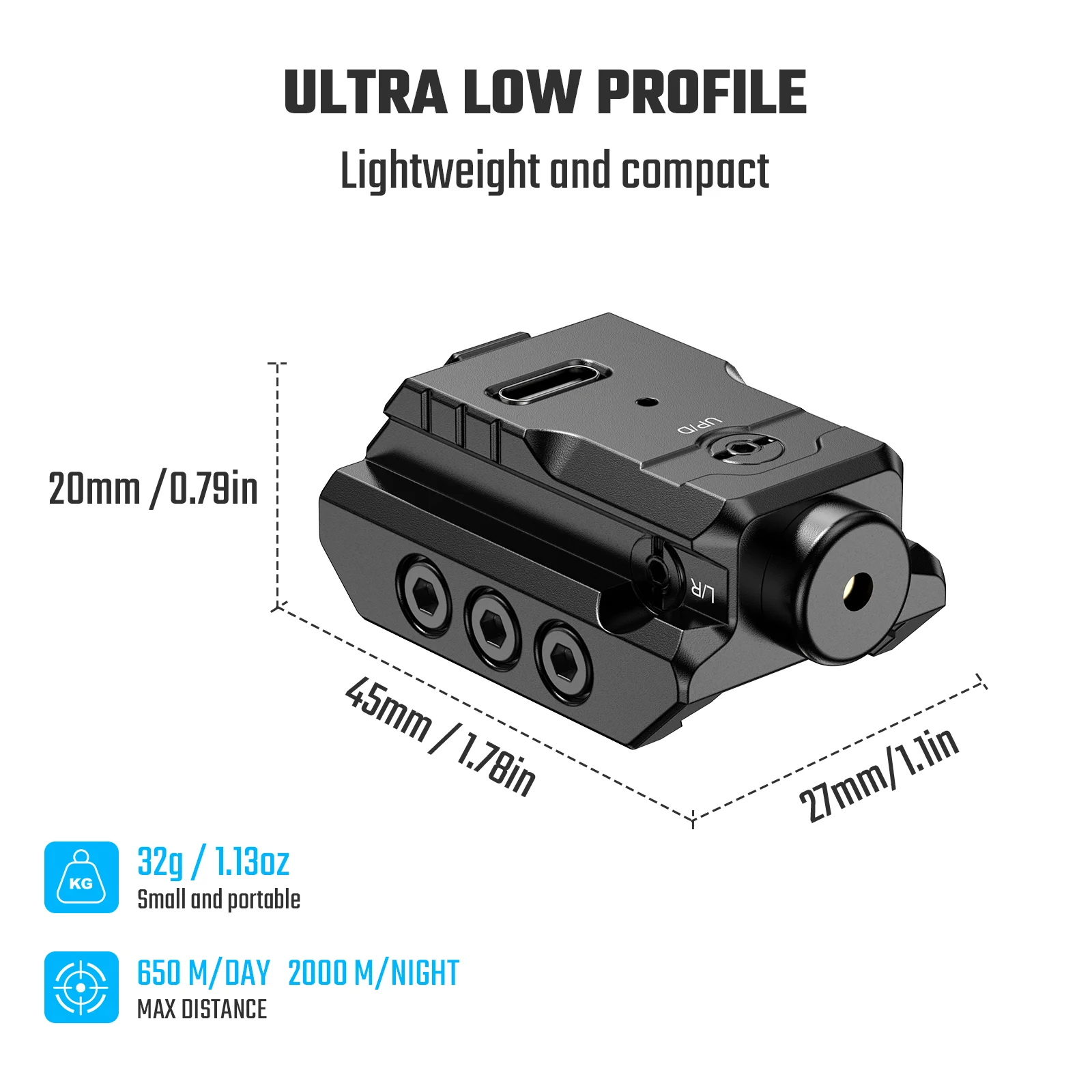 1101 Red/Green Picatinny Laser: Easy Charge, Long Life, Fast Zeroing.