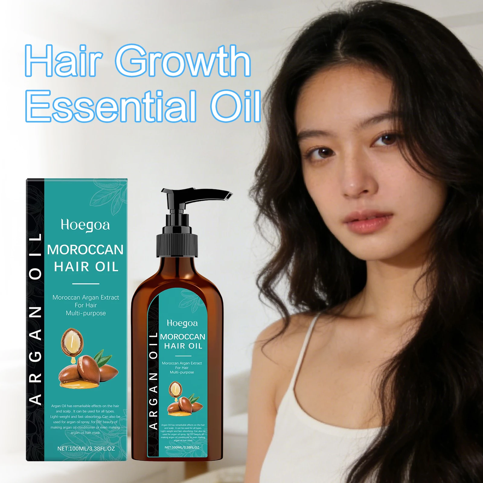 HOEGOA Olejek do Włosów na Porost Włosów Regeneruje Uszkodzenia Poprawia Jakość Eliminuje Frizz Redukuje Wypadanie Zagęszcza Wygładza Pielęgnacja Włosów Olejki Eteryczne