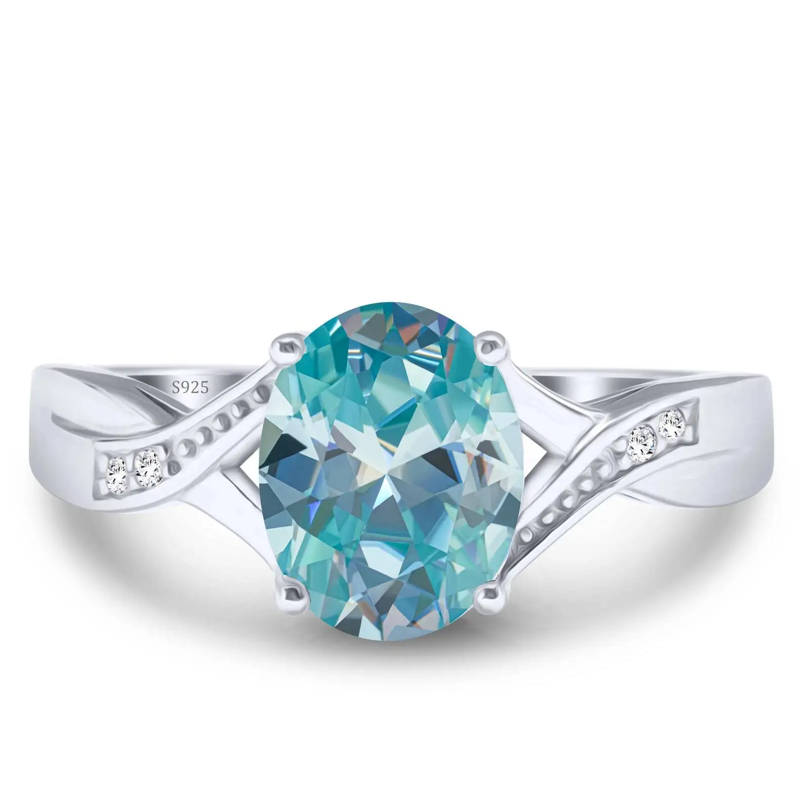 2CT Moissanit Feenartige Zierliche Anhänger für Damen S925 Reines Silber Verlobungsring Hochzeit Feiner Schmuck Farbenfrohe Ringe – Detail 5