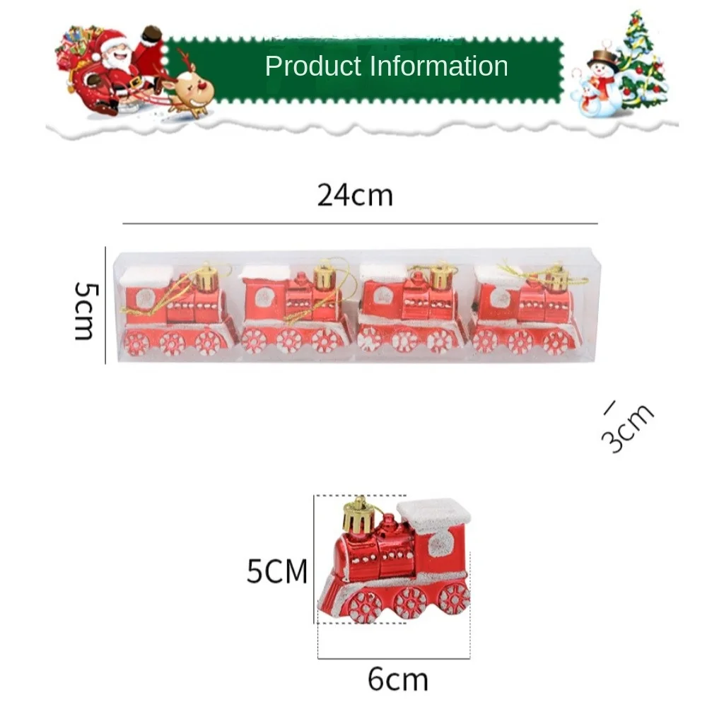 4PCS/Box Small Car Train Christmas Tree Ornament Plastic New Year Christmas Gifts Boxes Pendant Pendant DIY Crafts Painted - Image 6
