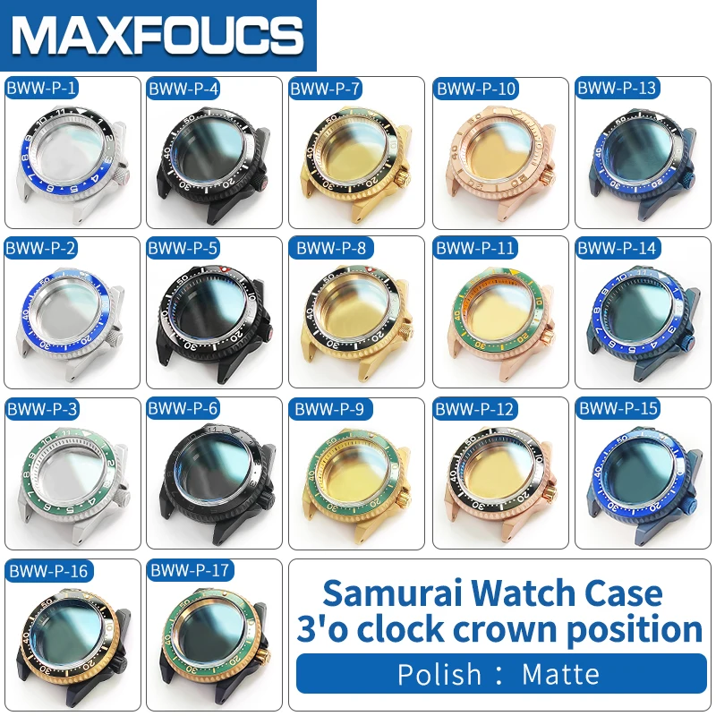 Custom 3 o'clock Stainless Steel Samurai Watch Case Matte For SKX007/009 NH35/36 Movement Sapphire Glass Top Hat Watch Part