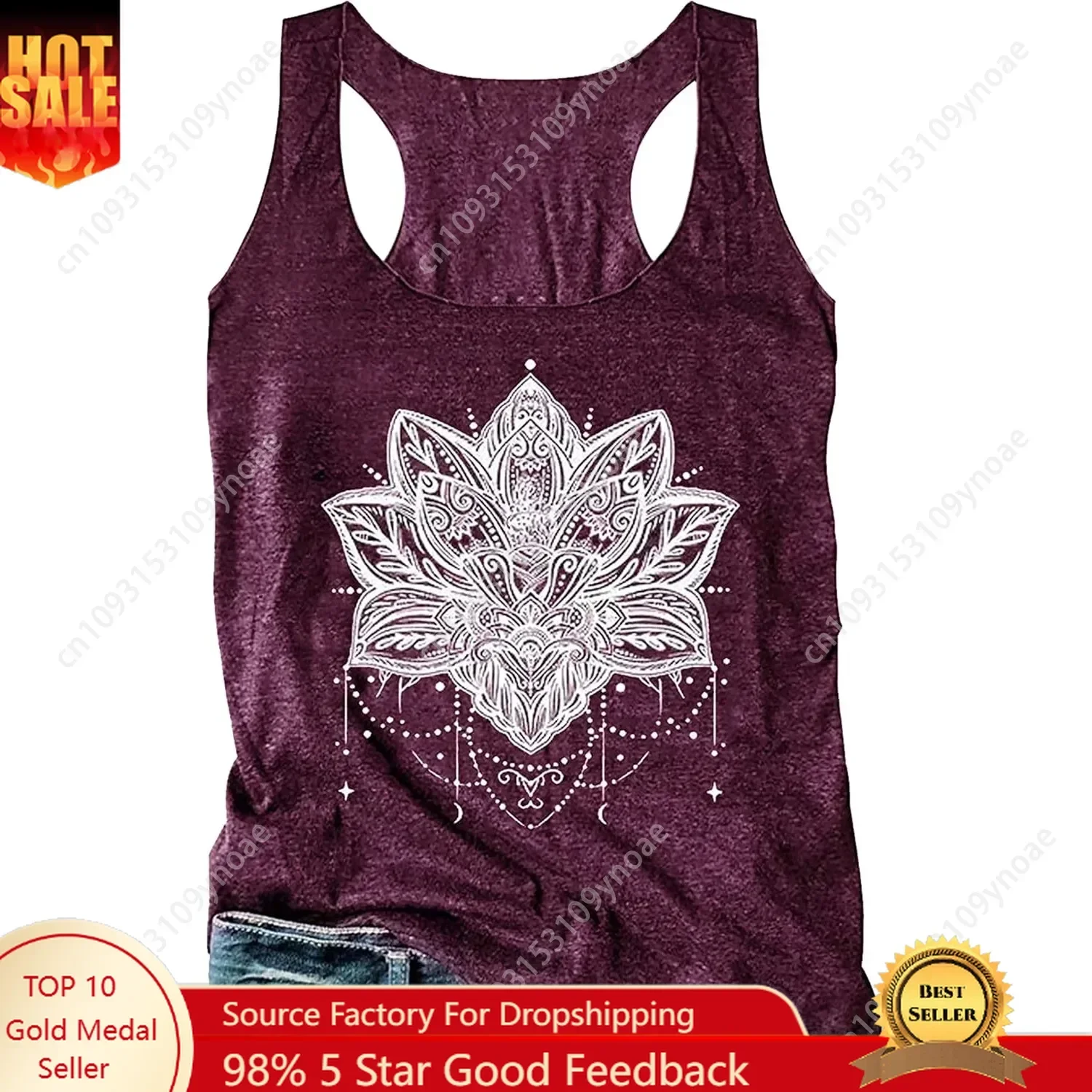 Mandala Vintage Graphic Racerback Tank Tops Sexy Womens Summer Casual Loose O Neck Tanks Vest Vacation Classic Fit Shirt Cami