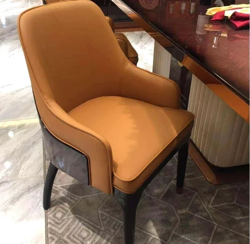 

Italian light luxury dining chair imported leather