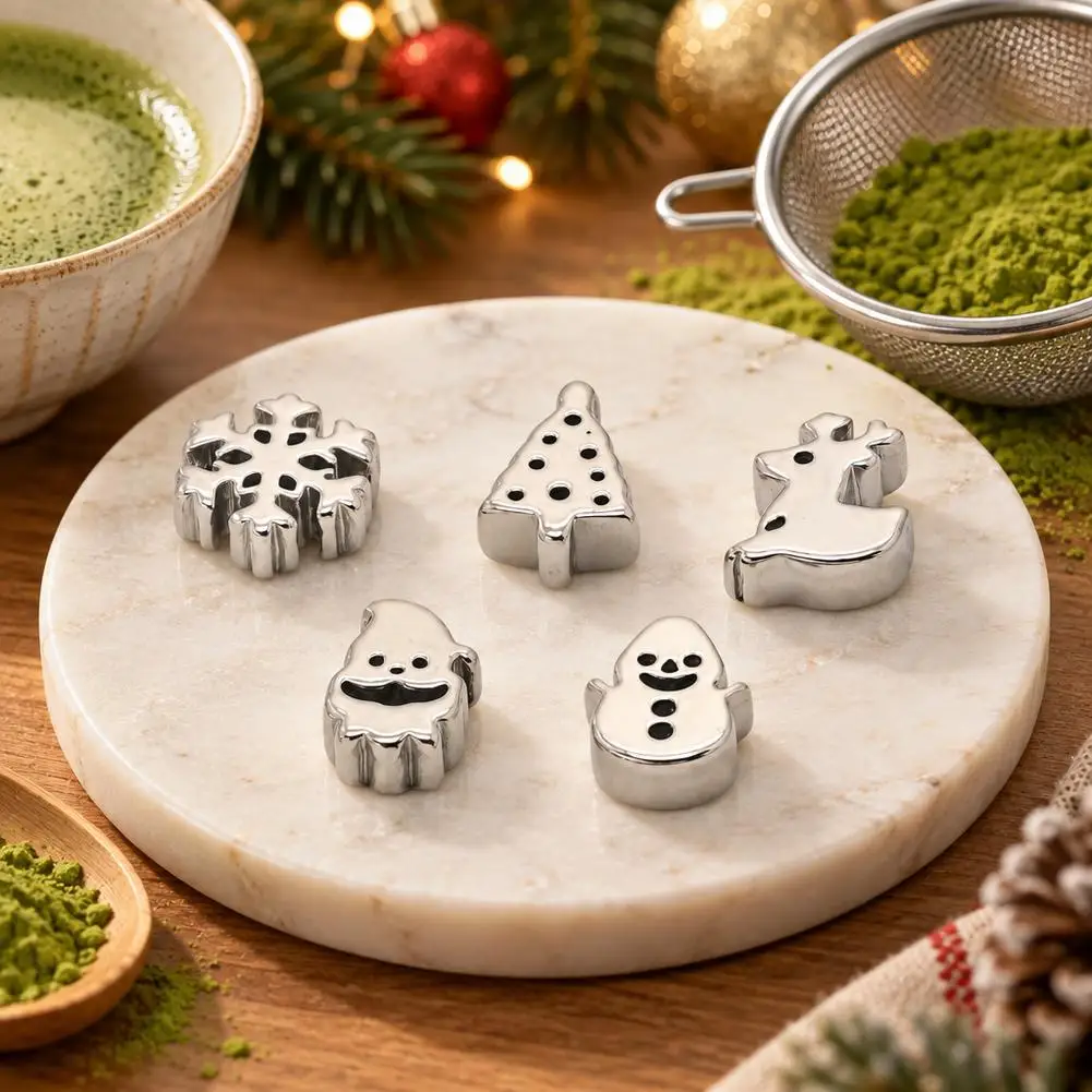 316 Stainless Steel Christmas Snowflake Charm Bead 5mm Thick DIY Jewelry Making Bracelet Accessories Xmas Holiday Gift