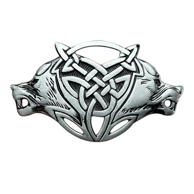 Celtic knot double Wolf head belt buckle Europe and America