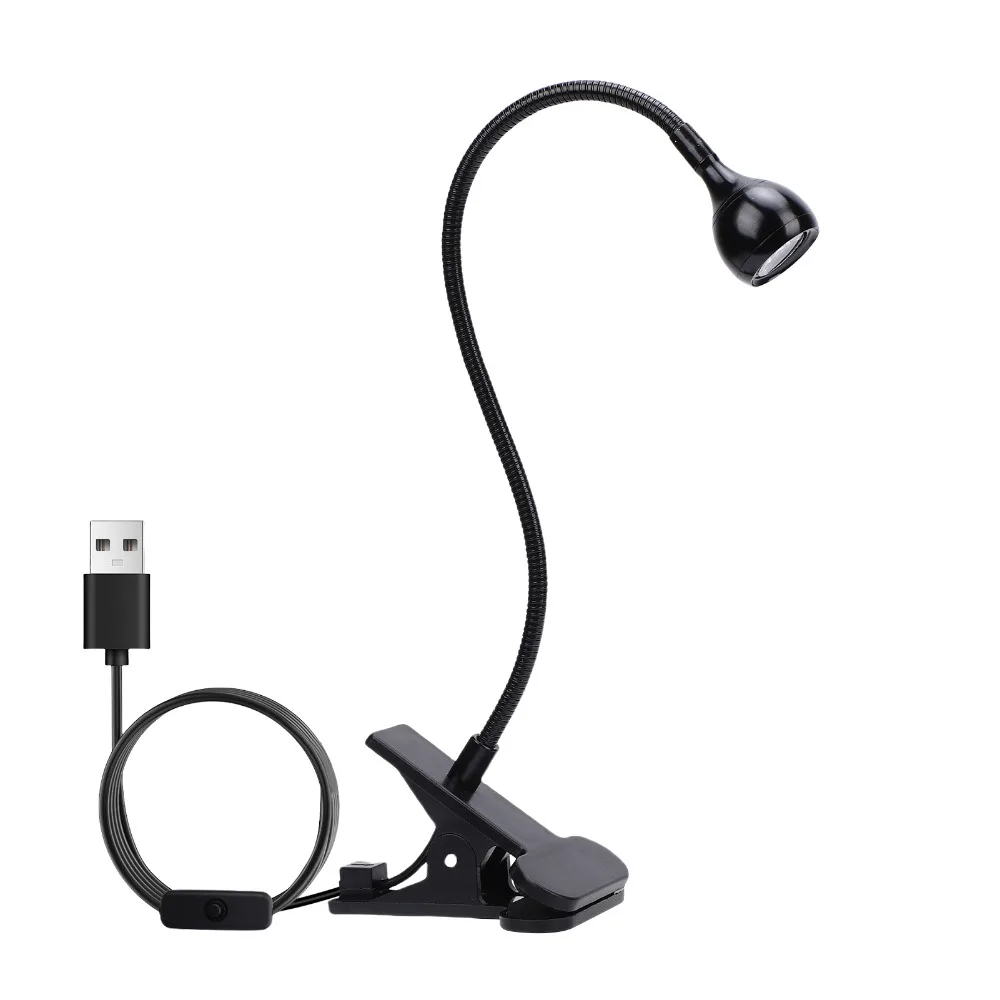 3W LED Nail Lamp Purple UV Light 360-Degree Flexible LED Nail Curing Lamp Clip Base Metal Gooseneck Gel Nail Polish Lamp